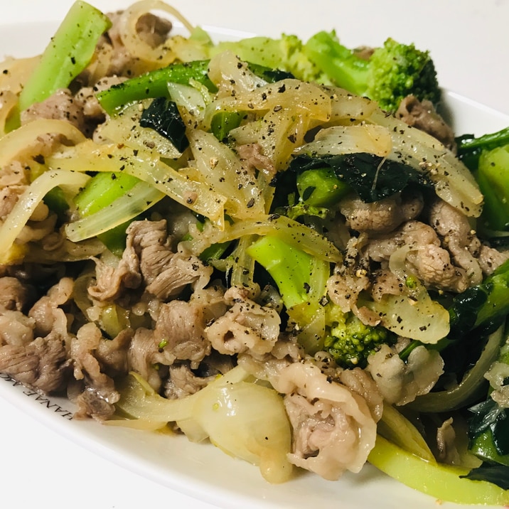 簡単!牛バラ肉とブロッコリーの柚子胡椒炒め♫